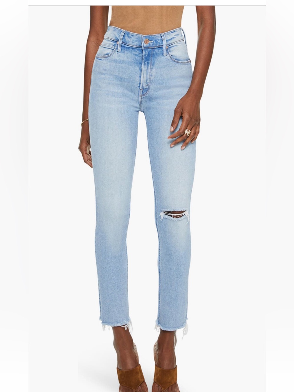Mother Mid Rise Dazzler Ankle Fray - Made in the USA